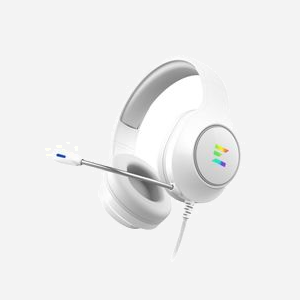 Casque Gaming Filaire Zalman ZM-HPS310 WH Blanc - Haut-parleurs 50mm, 20-20000Hz, Micro Boom - Sensibilité 106dB, Impédance 32 Ohm, USB, Câble 2.2m
