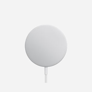 Apple Chargeur MagSafe MHXH3ZM/A Argent/Blanc, Recharge sans fil Qi pour Écouteurs/Smartphones, 66x66x14mm, 110g, Compatible iPhone/AirPods - Miniature 1