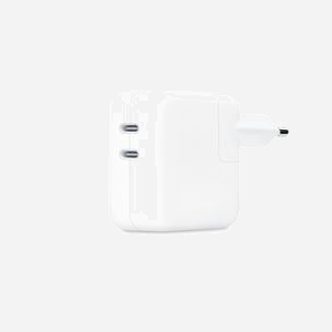Apple Adaptateur Secteur Double USB-C 35W Blanc (MW2K3ZM/A) - Chargeur Universel Intérieur 2 Ports USB-C, Puissance Max. 35W - 38x97x97mm, 170g
