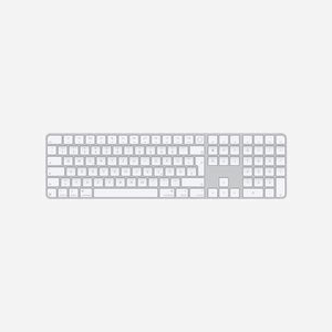 Apple Magic Keyboard avec Touch ID MXK73D/A, QWERTZ Allemand, USB + Bluetooth, Pavé numérique, Blanc, Batterie intégrée, Compatible macOS