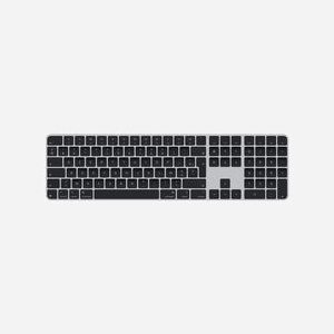 Apple Magic Keyboard avec Touch ID MXK83F/A AZERTY Français Noir - USB + Bluetooth, Pavé numérique, Batterie intégrée, Compatibilité macOS