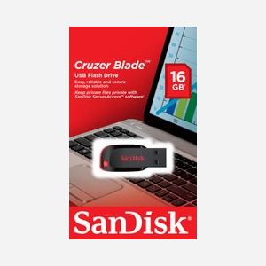 SanDisk Cruzer Blade 16Go USB 2.0 Type-A Noir/Rouge - Dimensions 41.5x17.6x7.4mm, compatible Windows/macOS, Température opération 0-35°C - Miniature 2