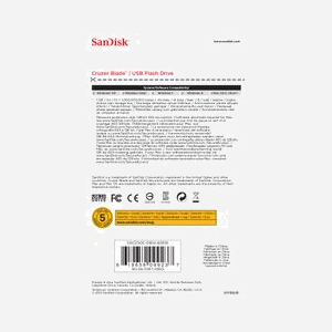 SanDisk Cruzer Blade 16 Go USB 2.0 Type-A Blanc (SDCZ50C-016G-B35W) : 41.5x17.6x7.4mm, Compatible Windows/macOS, Température 0-35°C - Miniature 5
