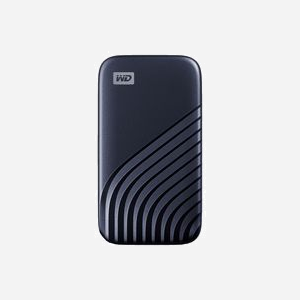 Western Digital My Passport SSD 2To USB Type-C 3.2 Gen 2 Bleu, NVMe, Lecture 1050Mo/s, Écriture 1000Mo/s, Chiffrement Matériel AES 256-bit, compatible macOS/Windows