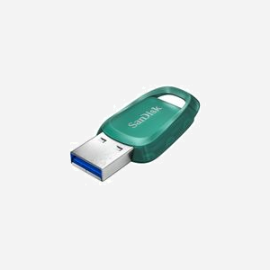 SanDisk Ultra Eco 256Go USB Type-A 3.2 Gen 1 (3.1 Gen 1) Vert - Vitesse de lecture 100Mo/s, Boîtier plastique, Dimensions 46x20.3x9.58mm