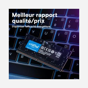 Crucial Mémoire SO-DIMM DDR5 64Go (1x64Go) 5600MHz CL46 1.1V, Unbuffered, avec On-Die ECC, PC Portable, Référence CT64G56C46S5 - Miniature 5