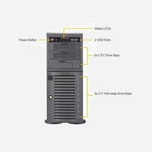 Supermicro SuperWorkstation SYS-7049A-T Rack 4U Intel C621 LGA 3647 (Socket P), 2x Intel Xeon, DDR4 ECC RDIMM 2To, 8x 3.5" SATA III RAID 0/1/5/10, Aspeed AST2500 - Miniature 3