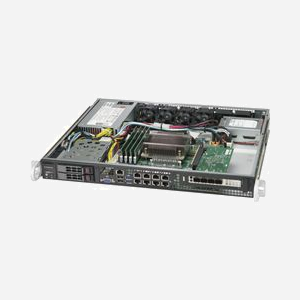Supermicro SuperChassis CSE-513BTQC-350B Rack 1U Noir, Alimentation 350W 80 PLUS Platinum, Intel/AMD, 2 baies 2.5" Hot Swap, 4x USB 2.0, 4x RJ-45, IPMI, VGA