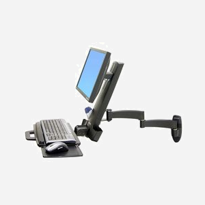 Ergotron 45-230-200 Bras Combo Série 200 Mural Noir pour écran jusqu'à 24" (61cm), charge max 8.2kg, VESA 75/100mm, inclinaison -30/+30°, rotation 360° - Miniature 1