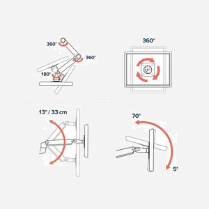 Ergotron LX Series 45-243-026 Support Mural LCD Aluminium 34" (86.4cm) VESA 75/100mm, Charge Max 11.3kg, Extension 64cm, Inclinaison 75°, Rotation 360° - Miniature 3