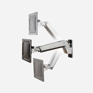 Ergotron Bras Interactif Mural Aluminium 45-296-026, 30"-55" (76-140cm), Charge Max 18.2kg, VESA 200x100mm, Ajust. Vertical 51cm, Panoramique 180° - Miniature 1