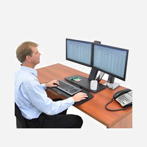 Ergotron WorkFit-A Dual 55,9cm Bureau Noir : Support écran double, montage bureau, VESA 75/100mm, charge max 11,3kg, inclinaison +/-30°, rotation 360° - Miniature 4