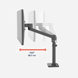Bras Ergotron NX Series 45-669-224 pour écran jusqu'à 34" (86.4cm) Noir, fixation bureau, VESA 75x75/100x100, charge max 8kg, rotation 360°, inclinaison, aluminium/acier - Miniature 5