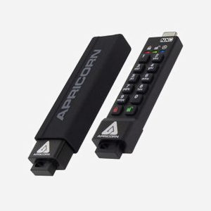 Apricorn Aegis Secure Key 3NXC 64GB USB 3.2 Gen 1 Type-A Noir, Clavier Intégré, AES-XTS 256-bit, FIPS 140-2, IP68
