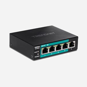 Trendnet TE-FP051 Commutateur Non-Géré 5 Ports Fast Ethernet (10/100) PoE+ 60W, 1Gbit/s, RJ-45, IEEE 802.3af/at/u/x/z, Full Duplex, Métal, Montage Mural