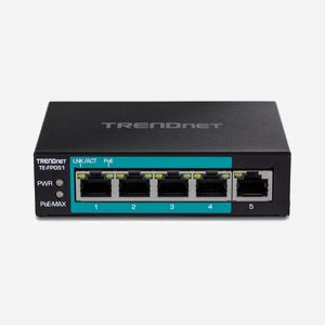 Trendnet TE-FP051 Commutateur Non-Géré 5 Ports Fast Ethernet (10/100) PoE+ 60W, 1Gbit/s, RJ-45, IEEE 802.3af/at/u/x/z, Full Duplex, Métal, Montage Mural - Miniature 2