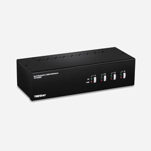Trendnet TK-440DP Commutateur KVM 4 Ports DisplayPort 4K Ultra HD 3840x2160 144Hz, USB 2.0, Audio 3.5mm, Ethernet RJ-45, Noir/Argent