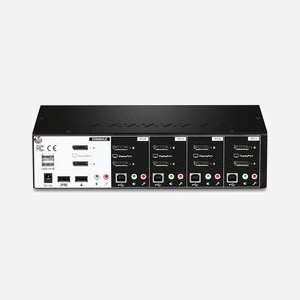 Trendnet TK-440DP Commutateur KVM 4 Ports DisplayPort 4K Ultra HD 3840x2160 144Hz, USB 2.0, Audio 3.5mm, Ethernet RJ-45, Noir/Argent - Miniature 3
