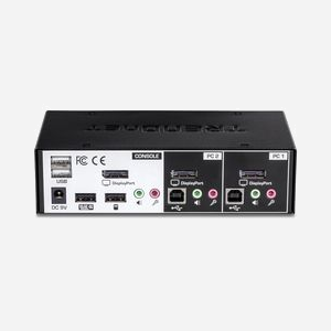 Trendnet TK-241DP KVM Switch 2 ports DisplayPort 4K Ultra HD (3840x2160) USB 2.0 avec audio, contrôle 2 PC, 2x USB-B, Alimentation secteur - Miniature 3