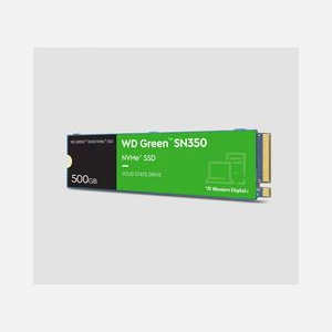 Western Digital Green SN350 SSD 500 Go M.2 2280 PCIe 3.0 NVMe 1.3 TLC Lecture 2400 Mo/s Écriture 1500 Mo/s - Miniature 1