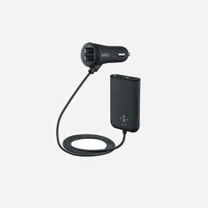 Belkin F8M935BT06-BLK Chargeur Auto Allume-cigare 4 Ports USB 2.0 pour Smartphone & Tablette, Câble 1.8m, Noir, Principe de Fonctionnement par Contact - Miniature 1