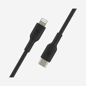Belkin CAA003BT1MBK : Câble 1m Lightning vers USB-C Noir, Connecteurs Mâle Droit, Certification MFi, Quantité 1 - Miniature 3