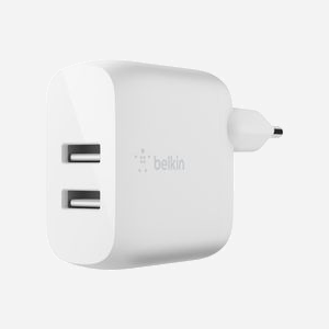 Belkin WCB002VFWH Chargeur Secteur 24W 4.8A Blanc - 2 Ports USB 2.0 pour Smartphone et Tablette - Dimensions 29x56x58mm - Miniature 1