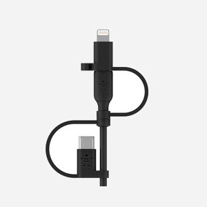 Belkin BOOST CHARGE Câble 1m Noir - USB A vers USB-C/Micro-USB B/Lightning - Compatible iPhone, iPad Pro - Certification MFi - CAC001BT1MBK - Miniature 3