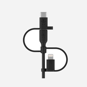 Belkin BOOST CHARGE Câble 1m Noir - USB A vers USB-C/Micro-USB B/Lightning - Compatible iPhone, iPad Pro - Certification MFi - CAC001BT1MBK - Miniature 4