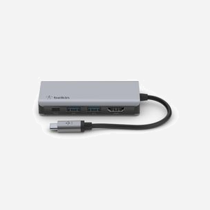 Belkin AVC006btSGY Adaptateur USB-C Multiport 4-en-1 Argent - USB 3.2 Gen 1 Type-C, 2x USB-A, HDMI 1.4 (4K 30Hz), Power Delivery 100W - Miniature 3
