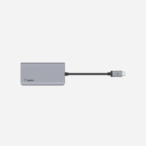 Belkin AVC006btSGY Adaptateur USB-C Multiport 4-en-1 Argent - USB 3.2 Gen 1 Type-C, 2x USB-A, HDMI 1.4 (4K 30Hz), Power Delivery 100W - Miniature 5