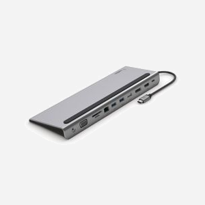 Belkin INC004BTSGY : Station d'accueil USB-C 11-en-1, USB 3.2 Gen 1 Type-C, HDMI 1.4, DisplayPort 1.2, VGA, Ethernet Gigabit, Lecteur SD/MicroSD, Power Delivery 100W