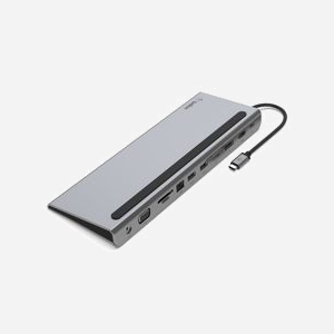 Belkin INC004BTSGY : Station d'accueil USB-C 11-en-1, USB 3.2 Gen 1 Type-C, HDMI 1.4, DisplayPort 1.2, VGA, Ethernet Gigabit, Lecteur SD/MicroSD, Power Delivery 100W - Miniature 3