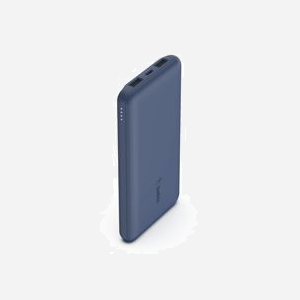 Belkin BPB011BTBL Batterie Externe 10000mAh Bleu, 2x USB-A + 1x USB-C, 15W, Recharge USB, Compatible Smartphones/Tablettes/Casques