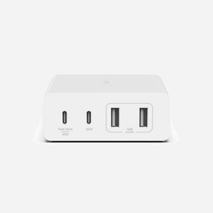 Belkin WCH010VFWH Chargeur Secteur 108W, 2x USB-C Power Delivery 3.0, 2x USB-A 3.2 Gen 1, Câble 2m, Blanc, Compatible Ordinateur Portable/Smartphone/Tablette - Miniature 1