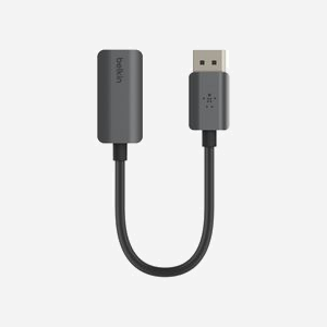 Belkin Adaptateur DisplayPort Femelle vers HDMI Mâle, 0.22m, Résolution 3840x2160 (3840p) à 60Hz, HDCP, Noir, Connecteurs Droit - Miniature 2