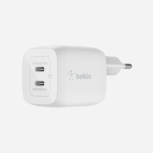 Belkin WCH011vfWH Chargeur Secteur 45W GaN Double USB-C PD 3.0/PPS - 25W/20W - Compatible Ordinateur Portable, Smartphone, Tablette - Blanc - Miniature 1