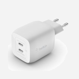 Belkin WCH011vfWH Chargeur Secteur 45W GaN Double USB-C PD 3.0/PPS - 25W/20W - Compatible Ordinateur Portable, Smartphone, Tablette - Blanc - Miniature 5
