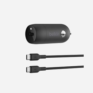 Belkin CCA004BT1MBK-B6 Chargeur Allume-cigare 30W USB-C Power Delivery (PPS) Noir - 1 Port USB-C - Câble USB-C vers USB-C 1m - Charge Rapide