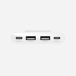 Hub USB-C Belkin BUZ001BT2MWHB7 Blanc - 4 ports (2x USB Type-C, 2x USB 3.2 Gen 1 Type-A) - Câble 2m - Compatible USB Type-C - Miniature 3