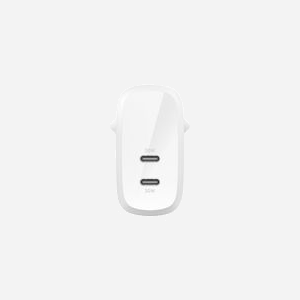 Belkin BoostCharge Pro WCB010VFWH Chargeur Secteur 60W Double USB-C PD 3.1 PPS, 2 Ports 30W, Europlug, Blanc - Miniature 2