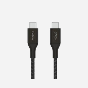 Belkin CAB015bt2MBK : Câble USB-C vers USB-C 2m, USB 2.0, 240W Power Delivery, Compatible iPad, MacBook, Galaxy, ThinkPad, Nintendo Switch