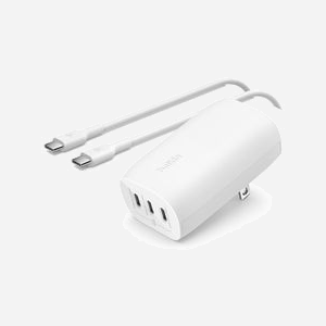 Belkin BoostCharge Chargeur Secteur 67W, 3 Ports USB-C, Power Delivery 3.1, PPS, Protection Surtension/Surcharge, Blanc, Câble USB-C Inclus - Miniature 2