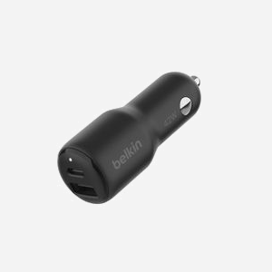 Belkin CCB005btBK Chargeur Allume-Cigare 42W Double Port USB-C 30W (USB PD 3.0) + USB-A 12W Noir pour Ordinateur Portable, Smartphone, Tablette, PPS