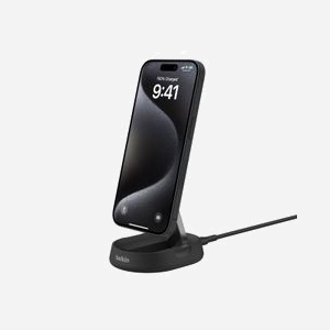 Belkin BoostCharge Pro WIA008BTBK : Chargeur sans Fil Qi2 15W Secteur pour Smartphone (iPhone 15 & compatibles) avec Port USB-C, Noir, Câble 1.5m
