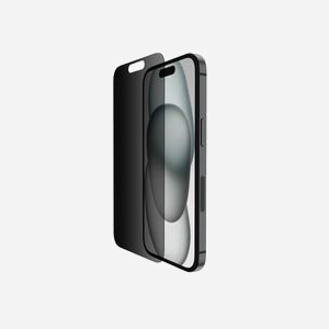Belkin OVA147ZZ : Filtre de confidentialité 6.1" (15.5cm) pour Smartphone, Verre Trempé 9H, Anti-rayures, Anti-microbien, Compatible iPhone 15