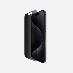 Belkin OVA150ZZ : Filtre de confidentialité sans bords 6.7" (17cm) pour Smartphone, verre trempé 9H, anti-rayures, anti-microbien, compatible iPhone 15 Pro Max