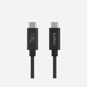 Belkin INZ004BT2MBK Câble USB4 Gen 2x2 USB-C Mâle/Mâle 2m Noir 20 Gbit/s 240W avec Thunderbolt - Support Résolution 4K/60Hz - Miniature 4
