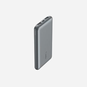 Belkin BPB011BTGY - Batterie Externe 10000 mAh Gris, 2x USB-A (12W), 1x USB-C (15W), Puissance Totale 15W, Recharge Smartphones/Tablettes/Casques - Miniature 1