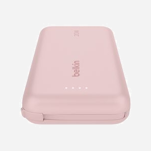 Belkin BPB021HQPK Batterie Externe 10000mAh Rose 2x USB Type-C 20W Power Delivery, Recharge USB, Dimensions 64x99x23mm, Câble USB-C 5.7cm - Miniature 5